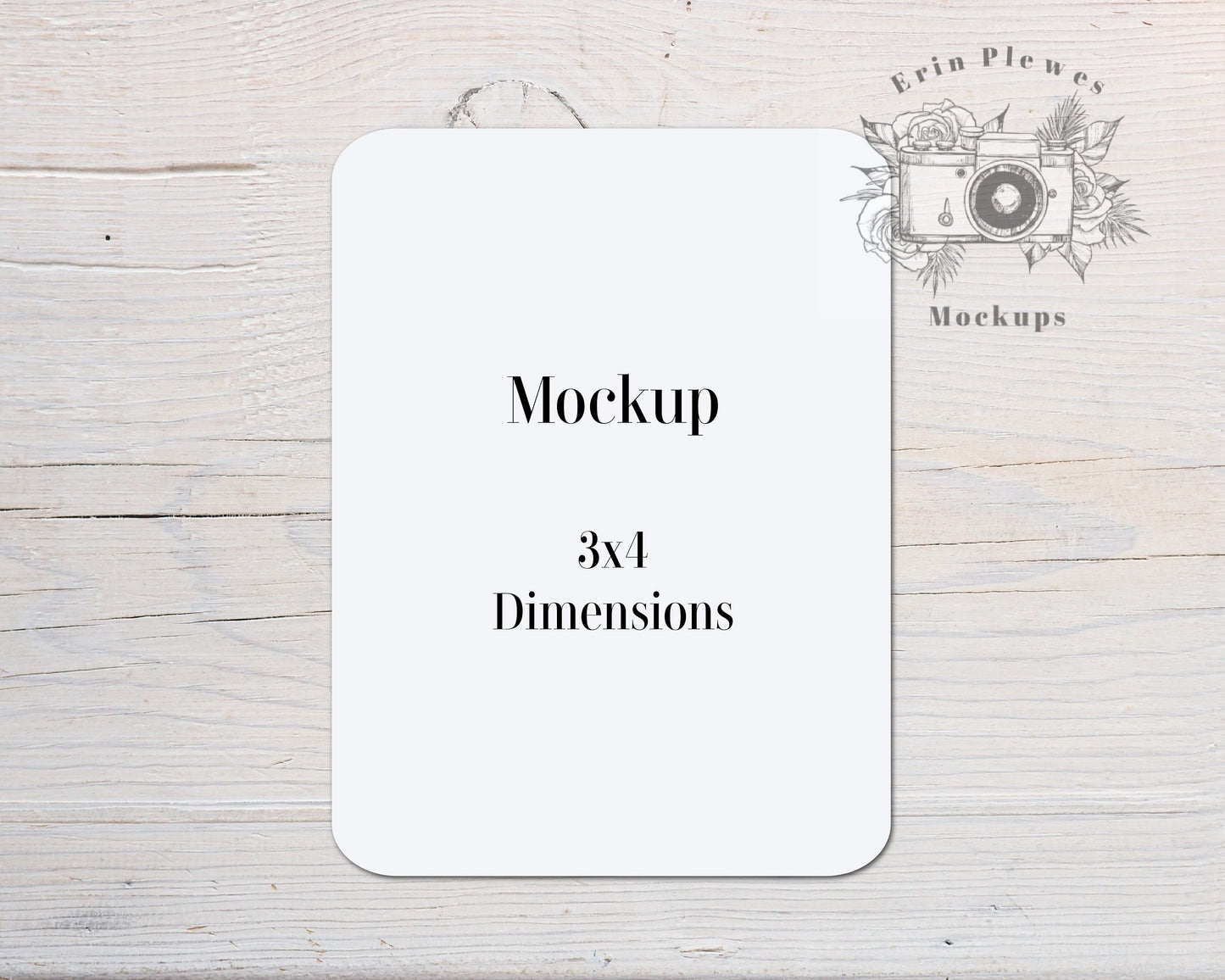 Sticker Mockup 4x3, Label Mock Up 4"x3" on Rustic White Wood, Minimalist flat lay, Jpeg Instant Digital Download Template
