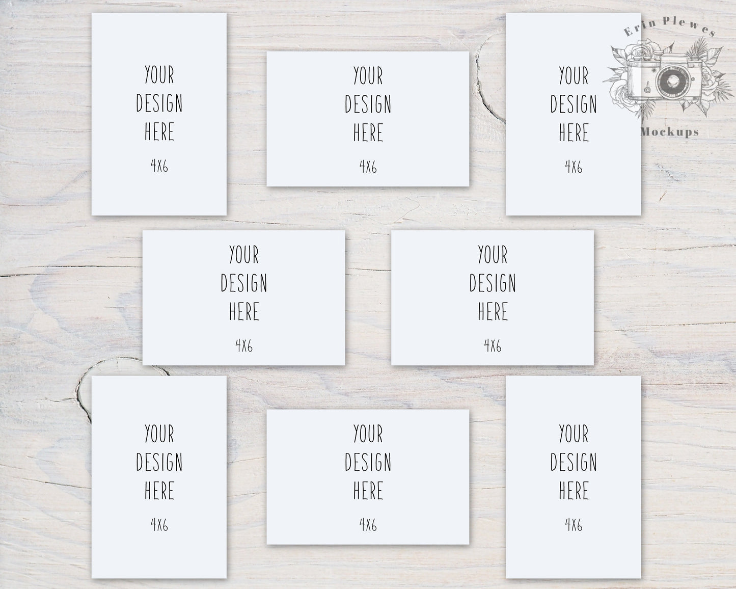 4x6 Card Mockup Multiple x 8, Front Back Greeting Card Mock Up, Stationery Suite Mock Ups, Jpeg Instant Digital Download