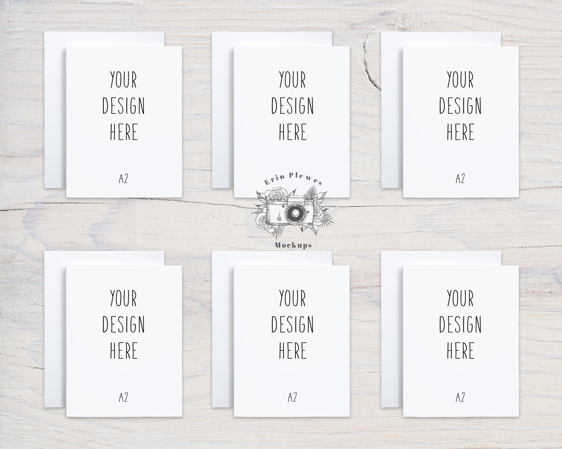 A2 Card Mockup Suite with Envelopes, Front Back Greeting Card Mock Up x 6, Stationery Suite Mock Ups, Jpeg Instant Digital Download