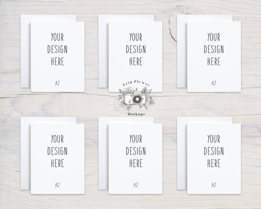 A2 Card Mockup Suite with Envelopes, Front Back Greeting Card Mock Up x 6, Stationery Suite Mock Ups, Jpeg Instant Digital Download