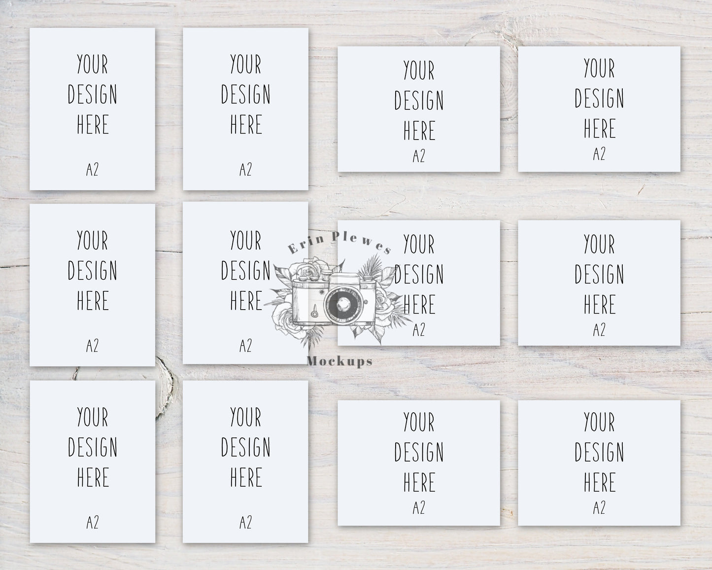 A2 Card Mockup Multiple x 12, Front Back Greeting Card Mock Up, Stationery Suite Mock Ups, Jpeg Instant Digital Download