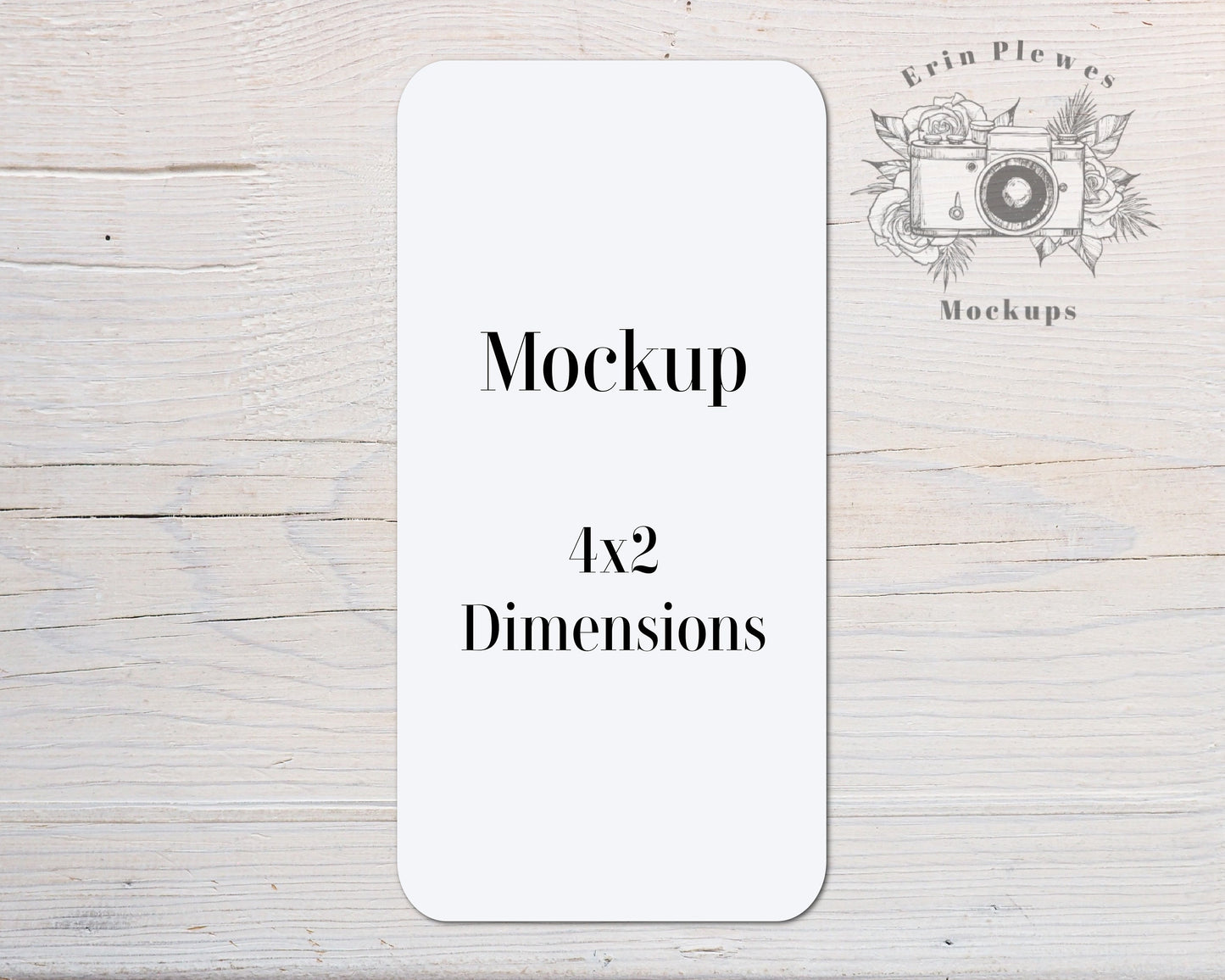 Sticker Mockup 2x4, Label Mock Up 4"x2" on Rustic White Wood, Minimalist flat lay, Jpeg Instant Digital Download Template