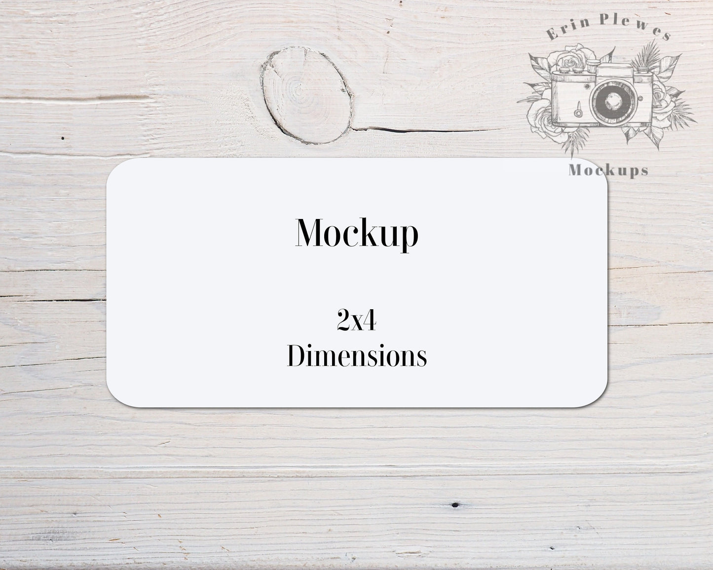 Sticker Mockup Rectangle, Label Mock Up 2"x4" on Rustic White Wood, Rounded Edges Sticker Flat Lay, Jpeg Instant Digital Download Template