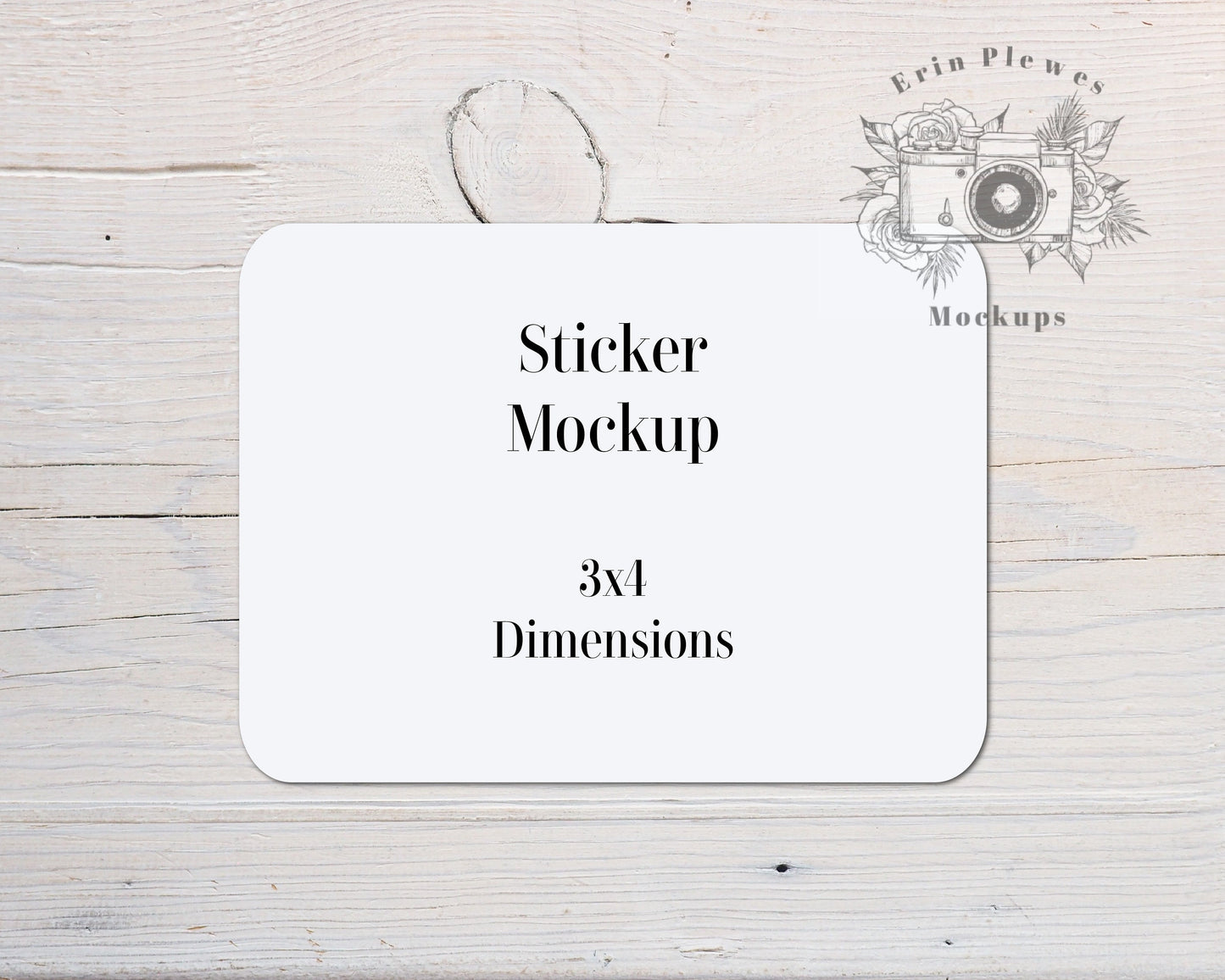 Sticker Mockup 3"x4", Label Mock Up 3x4, Rounded Corners Sticker Flat Lay, Jpeg Instant Digital Download Template