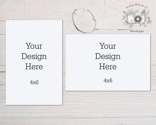 Card Mockup 4"x6", Front Back Card Mock-Up, Double Card Mockup Vertical Landscape, Jpeg Instant Digital Download Template