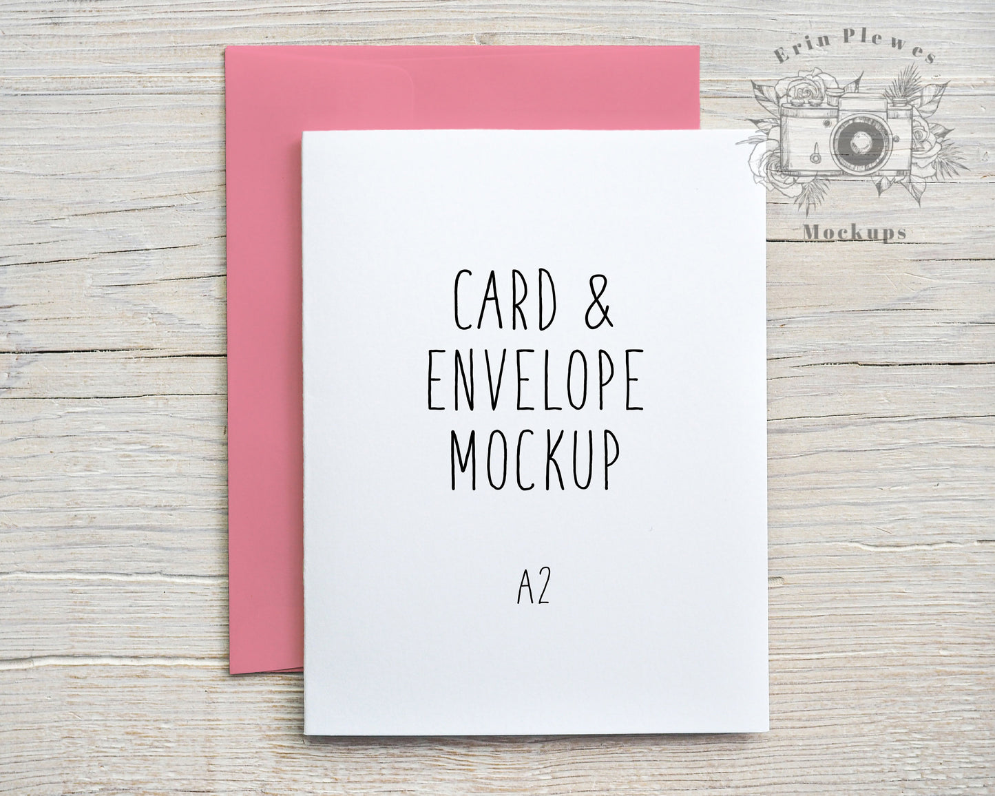 A2 Card Mockup with Pink Envelope, Greeting Card Mock-up for Valentine's Day, Vertical Card Lifestyle Photo, Jpeg Instant Digital Download