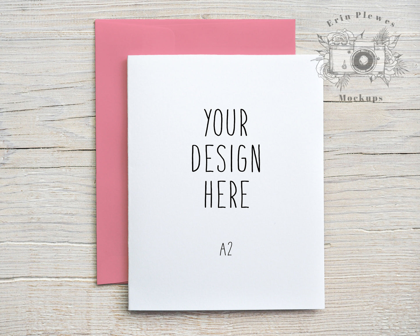 A2 Card Mockup with Pink Envelope, Greeting Card Mock-up for Valentine's Day, Vertical Card Lifestyle Photo, Jpeg Instant Digital Download