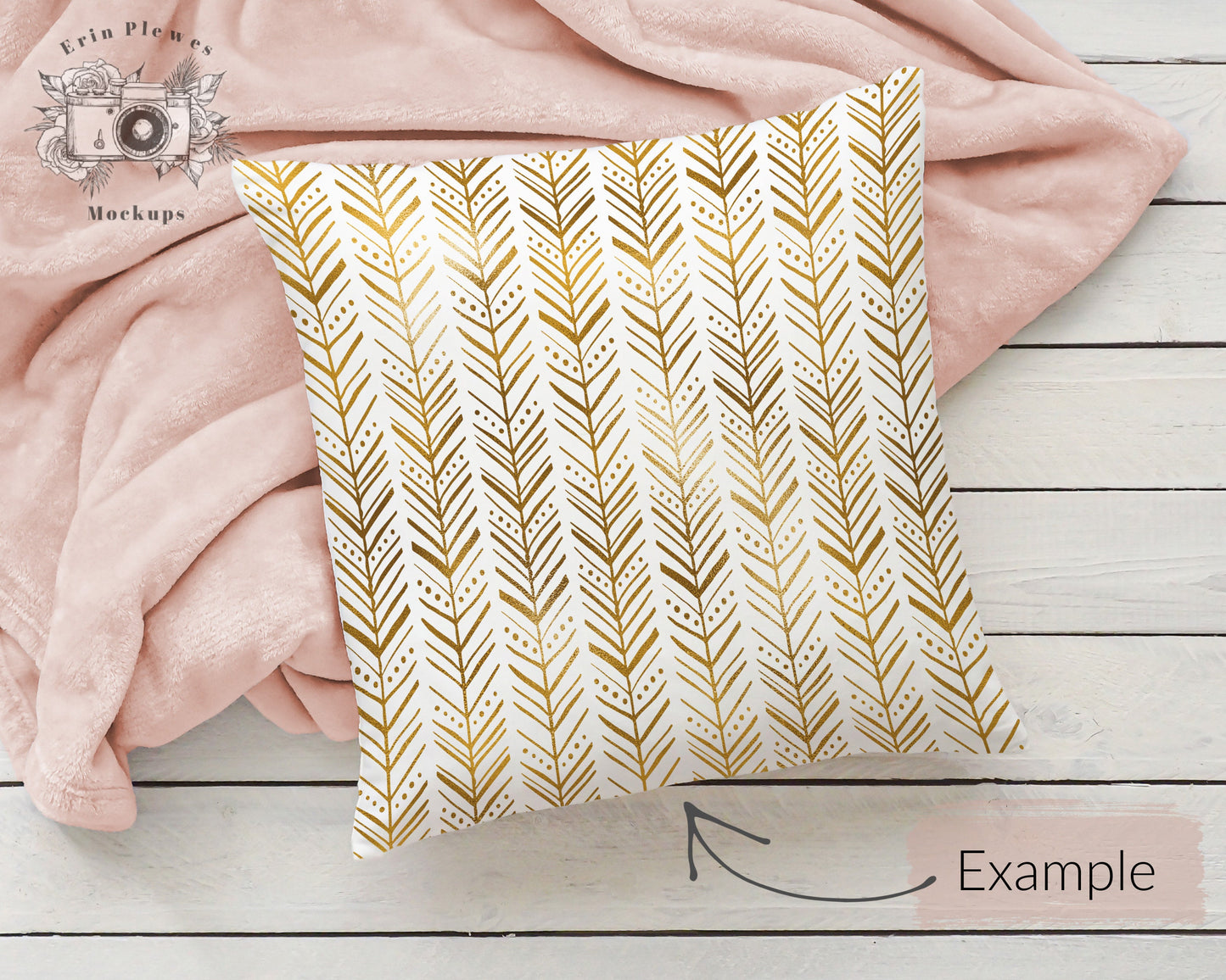 Pillow Mockup PSD Smart Object, Square Pillow Mock Up, Cushion Mock-up with Pink Blanket, Instant Digital Download Jpeg