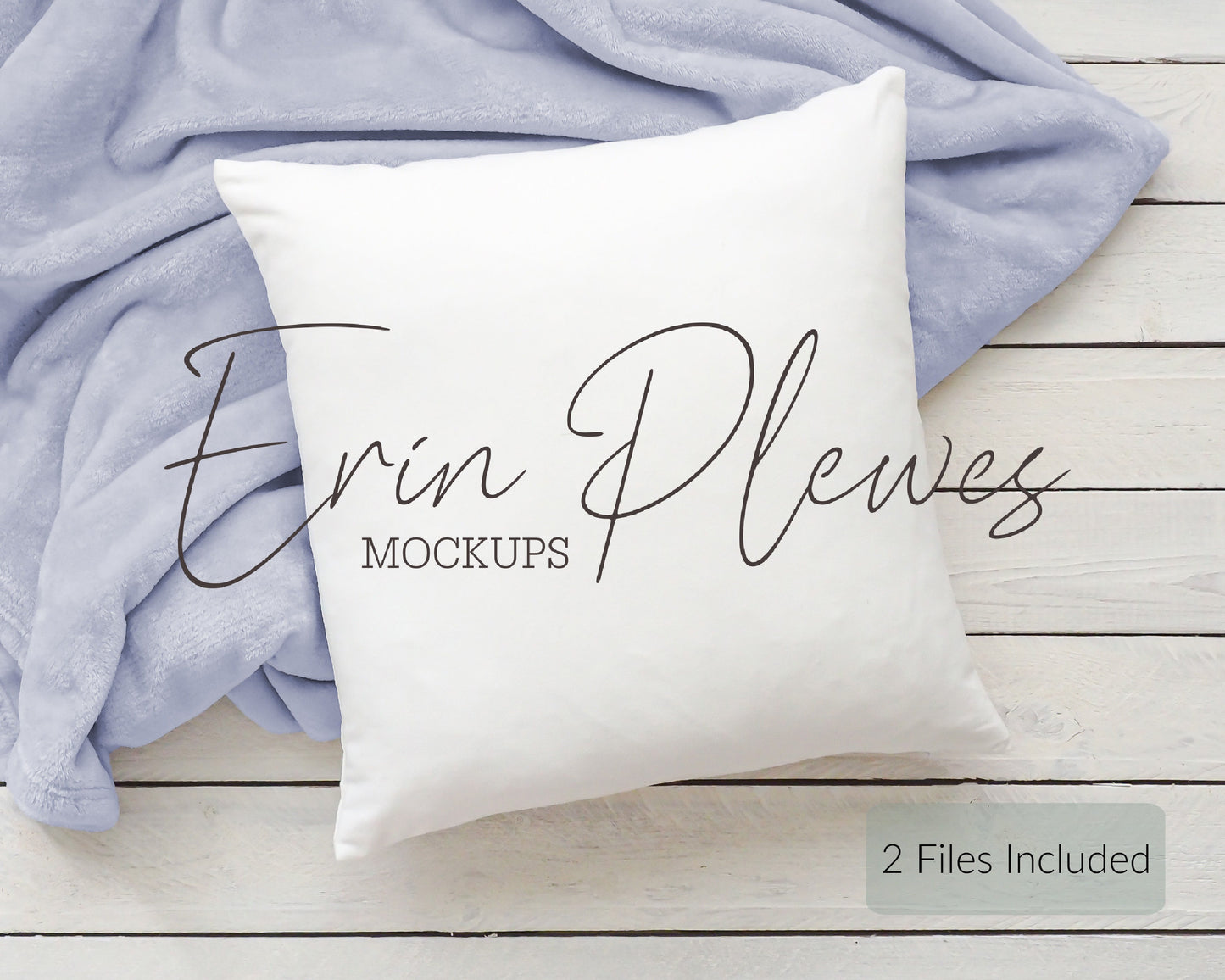 Cushion Mockup PSD Smart Object, Pillow Mock Up, Pillow Slipcover Mock-up with Blue Blanket, Instant Digital Download Jpeg Template