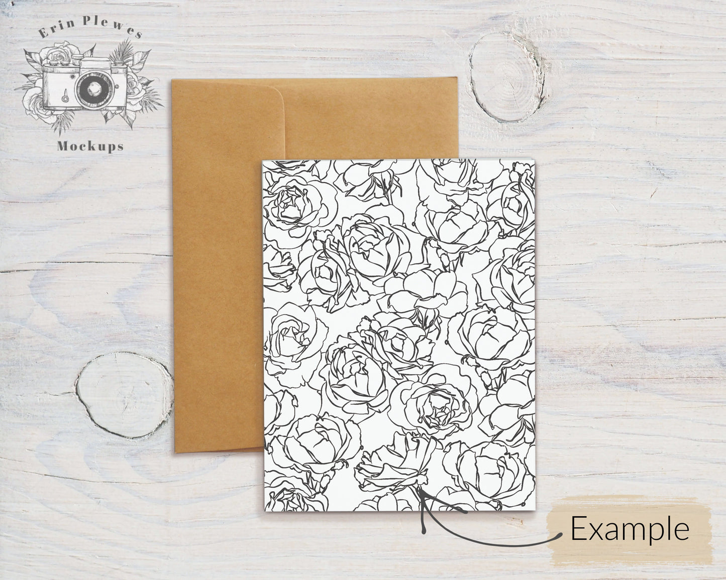 A2 Card Mockup Kraft Envelope, 4.25" x 5.5" Folded Card Mock Up, Greeting Card Mock-Up PSD Smart Object, Jpeg Instant Digital Download