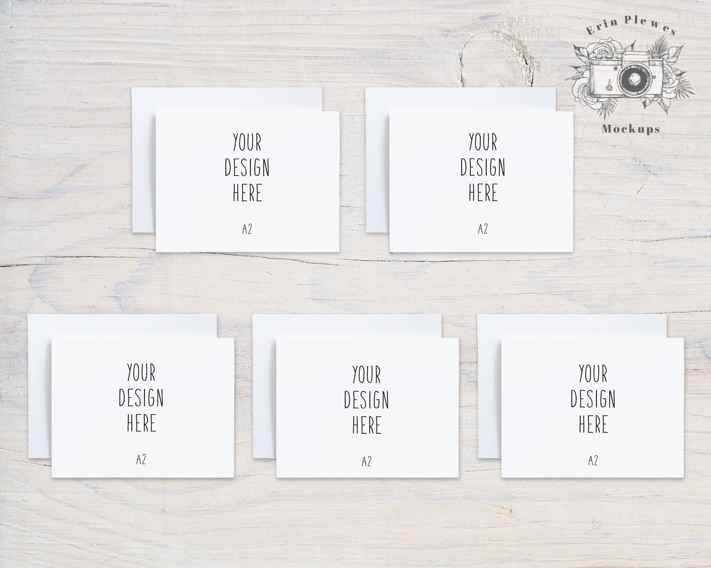 5 Card Mockup, A2 Greeting Card Mock Up Suite, Stationery with Envelope Mock Ups, Jpeg Instant Digital Download