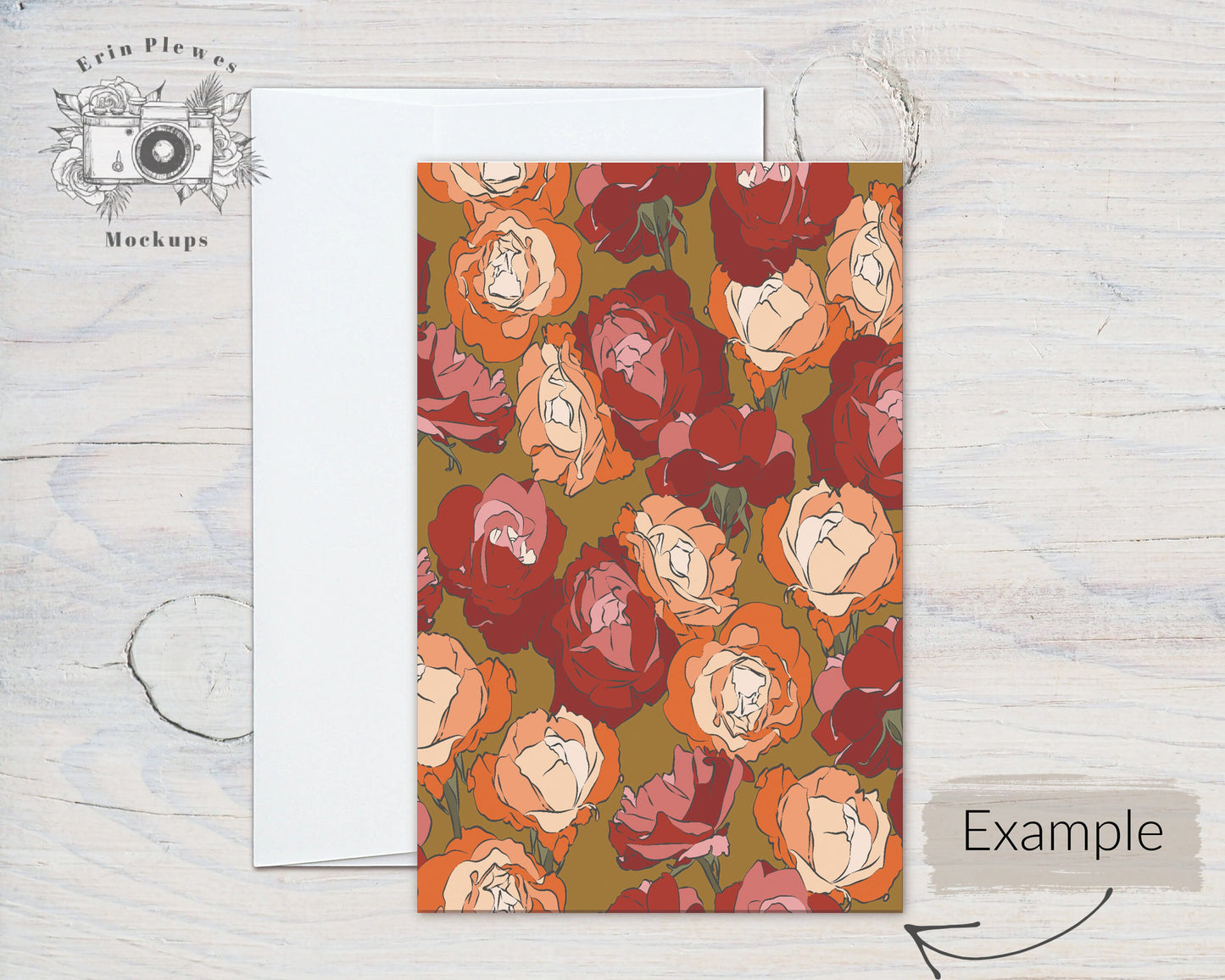 A9 Card Mockup, 5.5" x 8.5" Flat Card Mock Up, PSD Smart Object Greeting Card with Envelope Mock-up, Jpeg Instant Digital Download