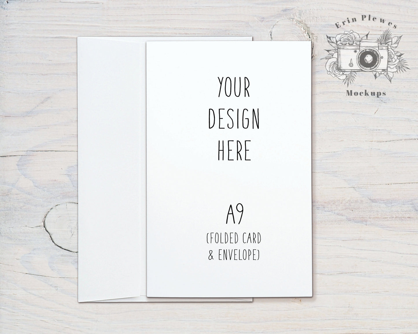A9 Card Mockup PSD Smart Object, 5.5" x 8.5" Folded Card Mock Up, A-9 Greeting Card with Envelope Mock-up, Jpeg Instant Digital Download