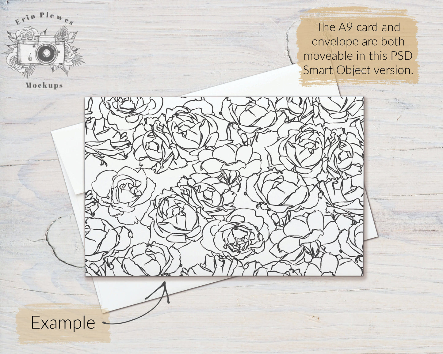 Card Mockup A-9, A9 Card Mock Up PSD Smart Object, 5.5" x 8.5" Greeting Card with Envelope Mock-up, Jpeg Instant Digital Download Template
