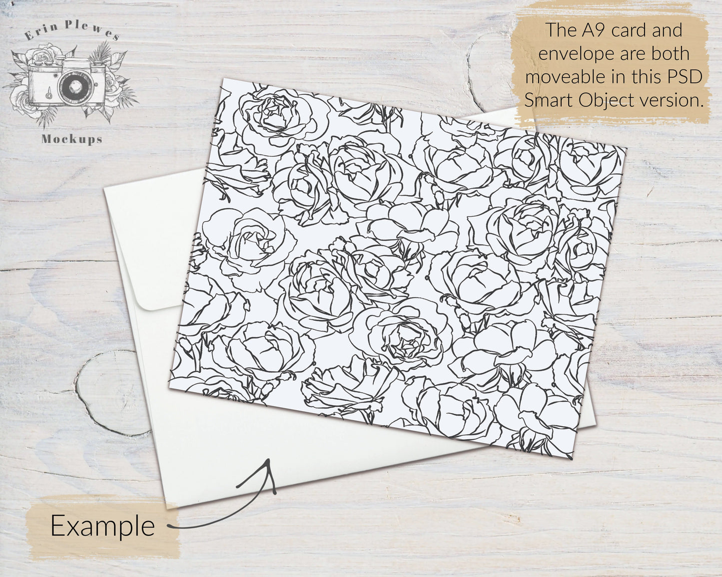 Card Mockup PSD Smart Object, A2 Card Front Back Mock Up, 4.25" x 5.5" Card Envelope Mock-up, Jpeg Instant Digital Download Template