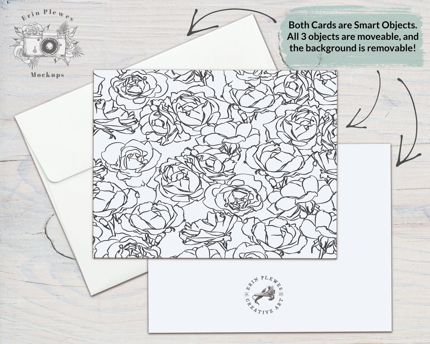 Card Mockup PSD Smart Object, A2 Card Front Back Mock Up, 4.25" x 5.5" Card Envelope Mock-up, Jpeg Instant Digital Download Template