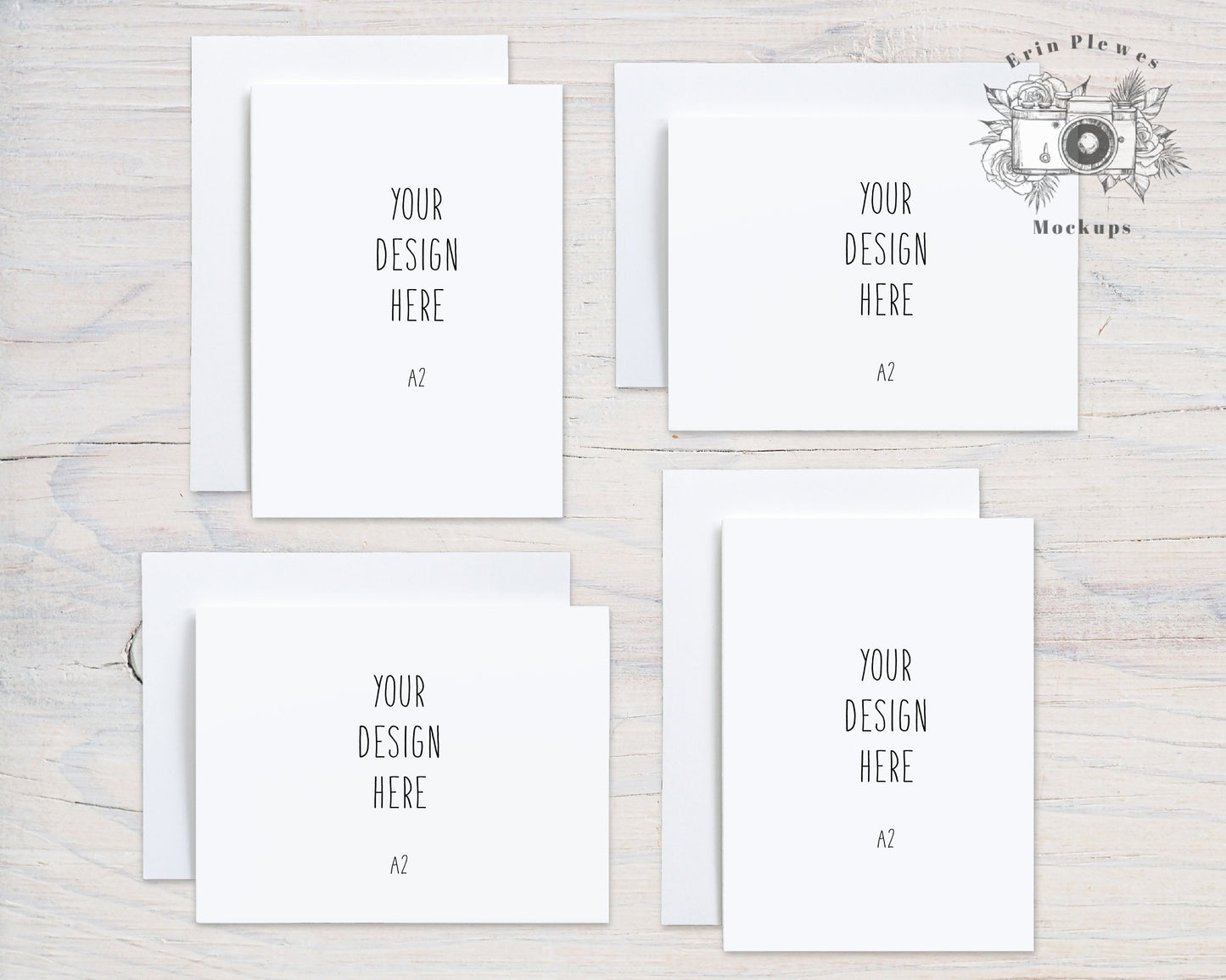 Greeting Card Suite Mockup, A2 Front Back Card Mock Up, Stationary Suite Mock Ups, 4 Note Card Landscape and Horizontal Jpeg Template