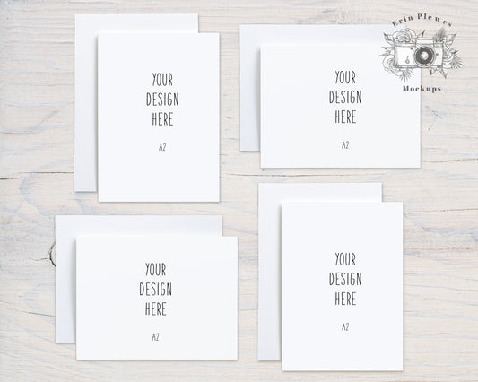 Greeting Card Suite Mockup, A2 Front Back Card Mock Up, Stationary Suite Mock Ups, 4 Note Card Landscape and Horizontal Jpeg Template