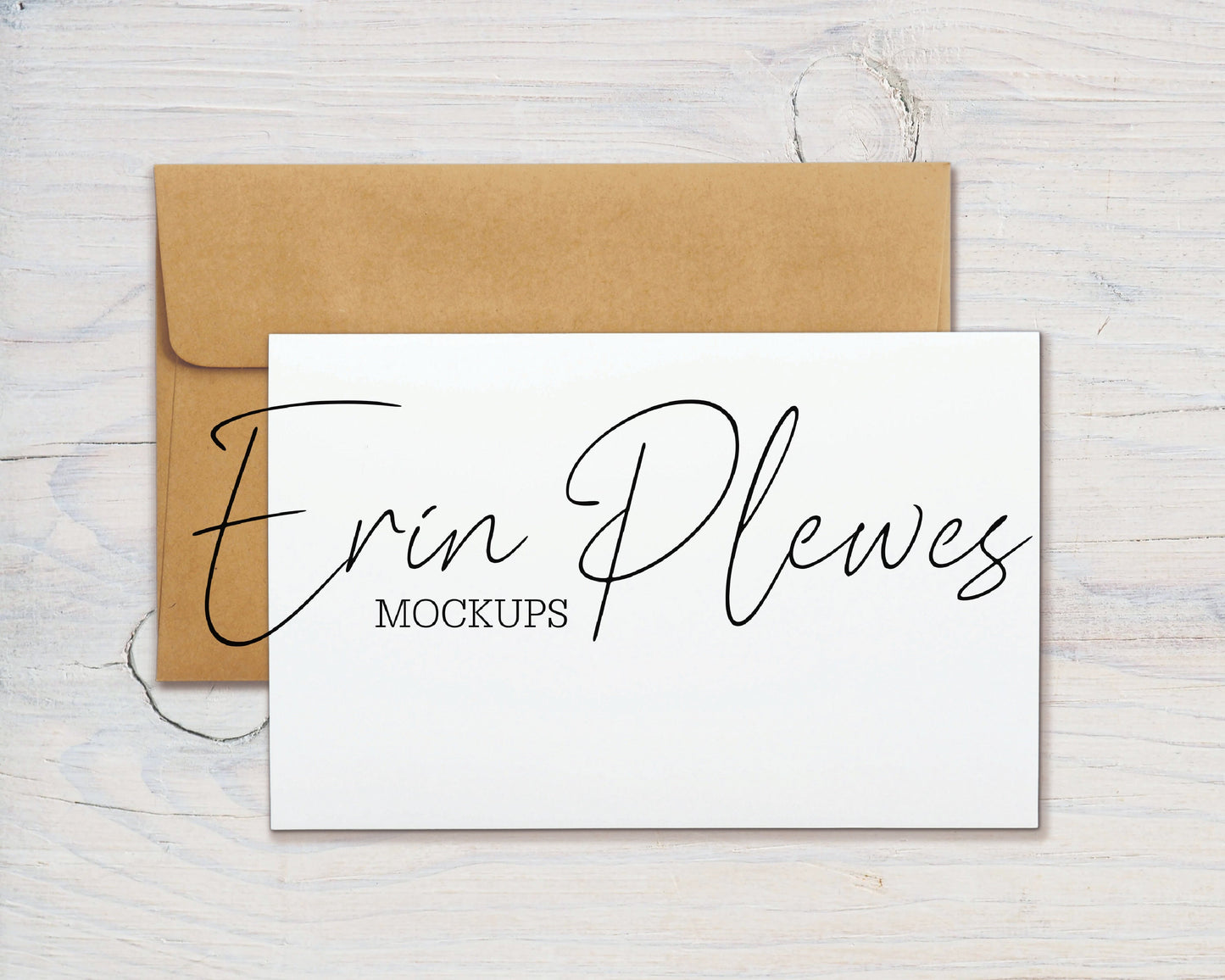 Card Mockup 5.5" x 8.5", A9 Card Mock Up PSD Smart Object, Greeting Card with Kraft Envelope Mock-up, Jpeg Instant Digital Download Template
