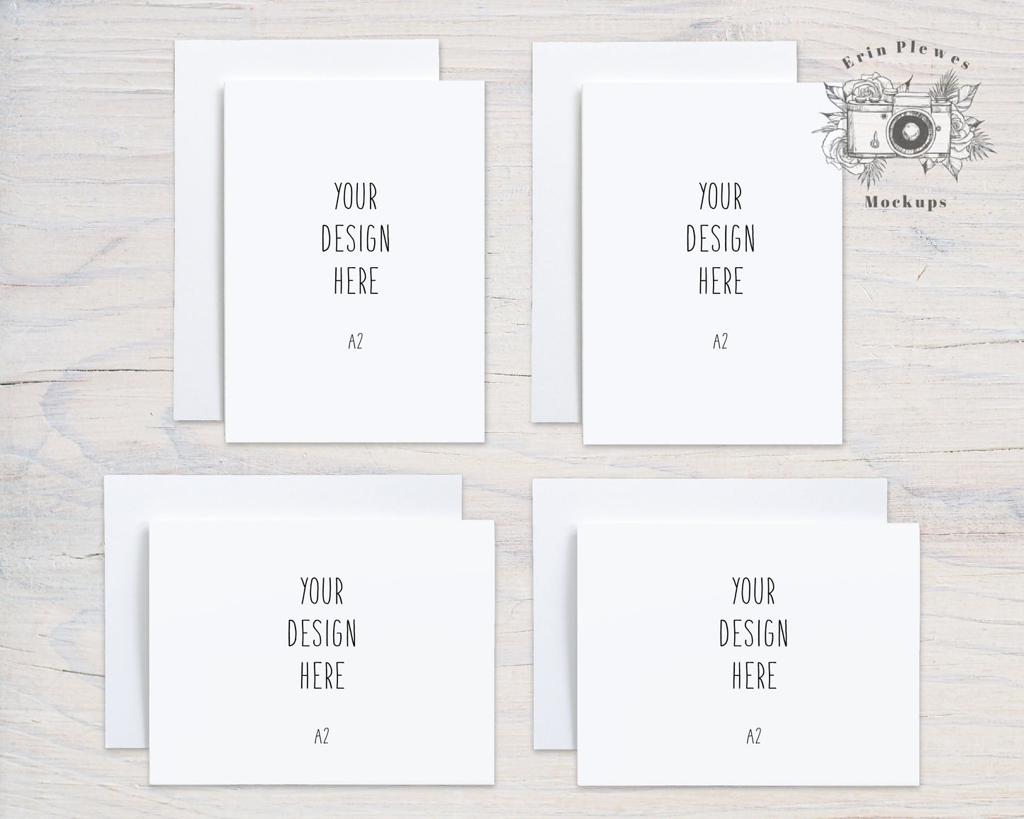 Card Suite Mockup A2, Front Back Card Mock Up, Stationery Suite Mock Ups, 4 Card Landscape and Horizontal Jpeg Template