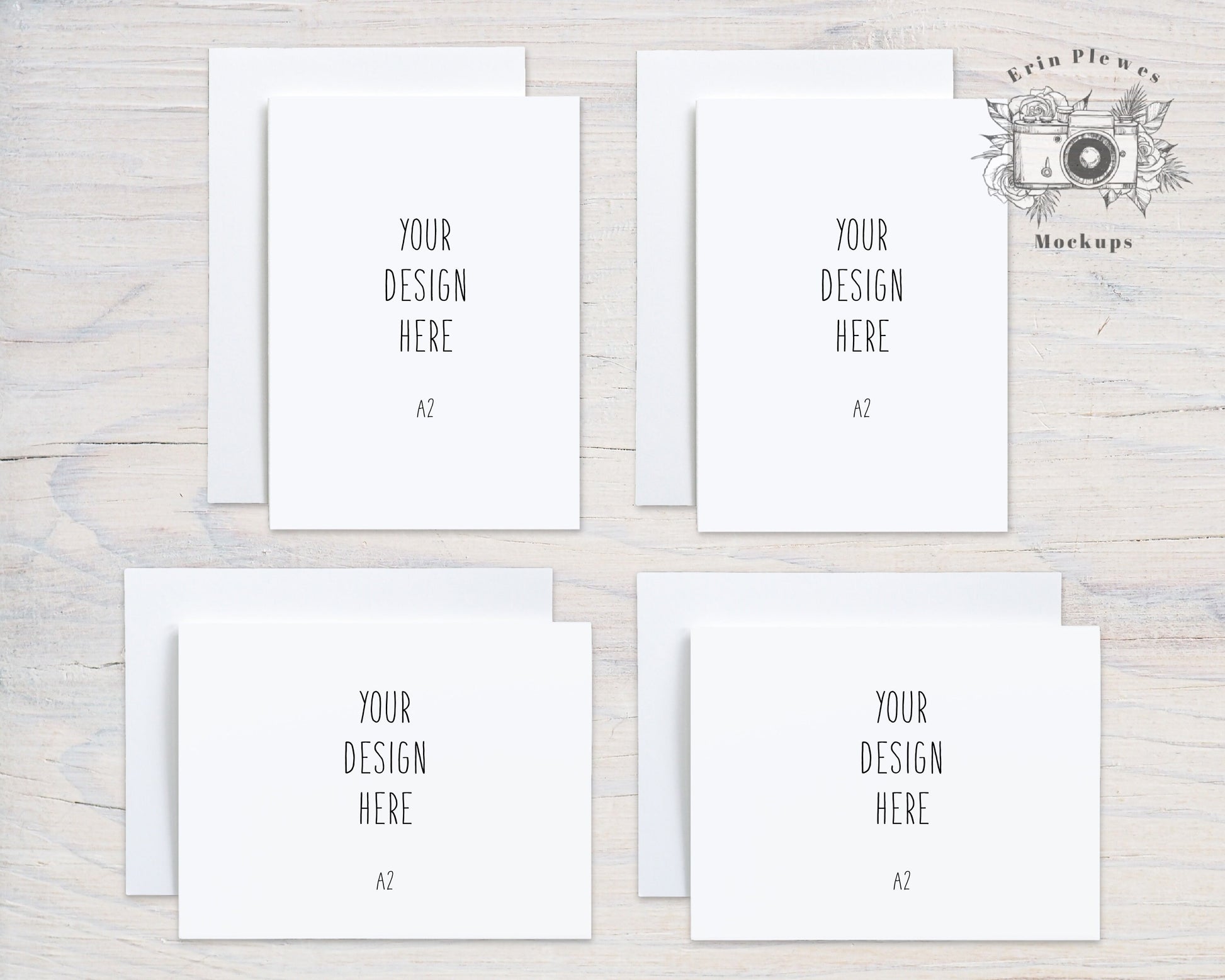 Card Suite Mockup A2, Front Back Card Mock Up, Stationery Suite Mock Ups, 4 Card Landscape and Horizontal Jpeg Template