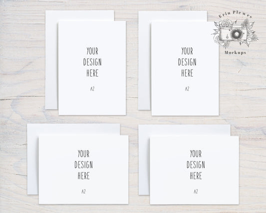 Card Suite Mockup A2, Front Back Card Mock Up, Stationery Suite Mock Ups, 4 Card Landscape and Horizontal Jpeg Template