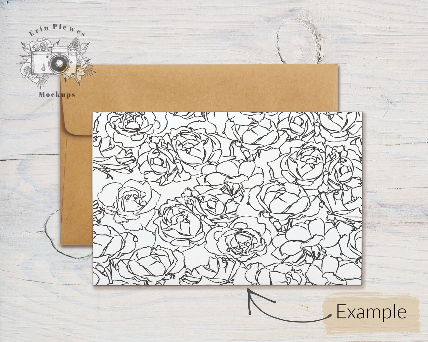 Card Mockup 5.5" x 8.5", A9 Card Mock Up PSD Smart Object, Greeting Card with Kraft Envelope Mock-up, Jpeg Instant Digital Download Template