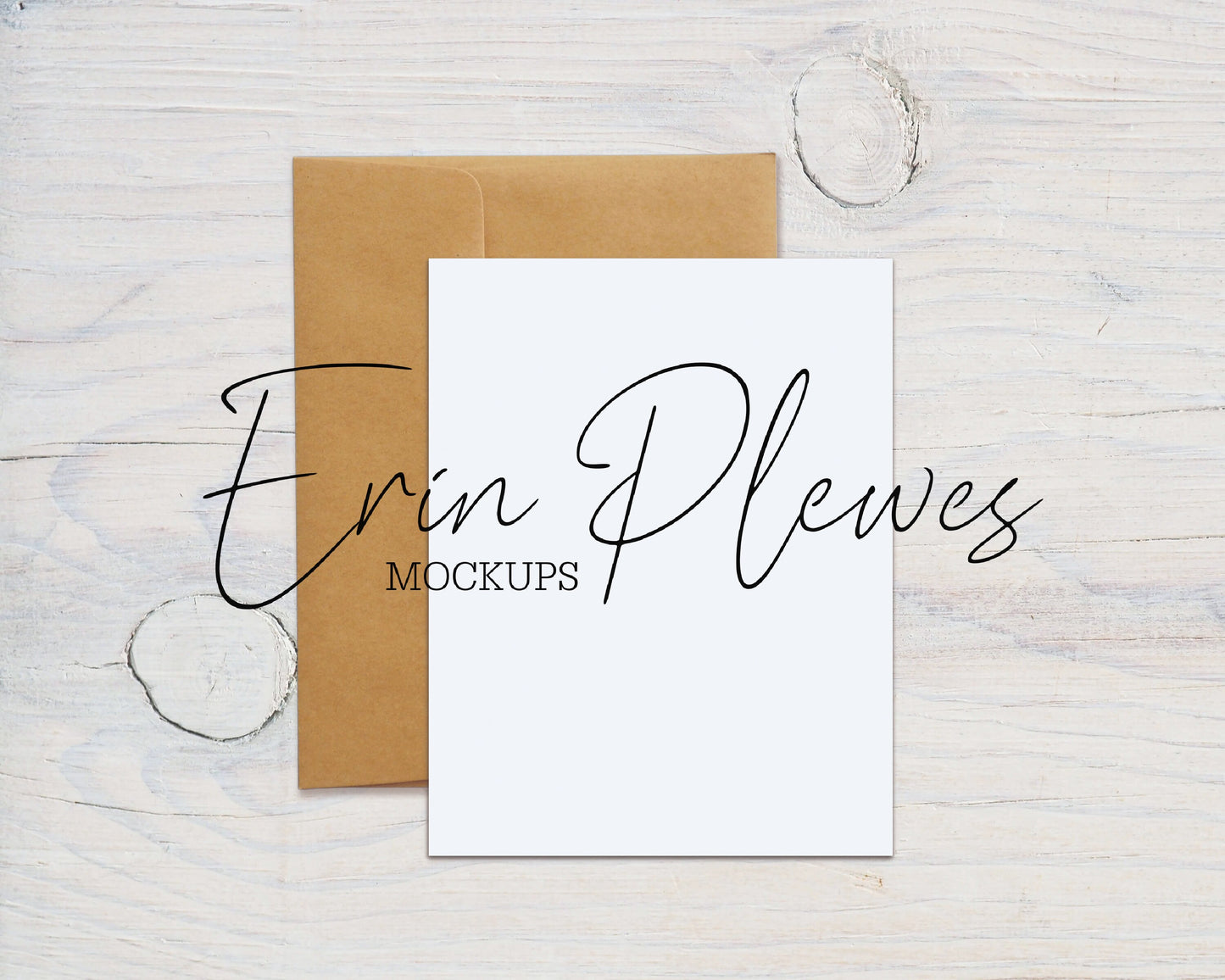 Flat Card Mockup PSD Smart Object, A2 Card Mock Up Kraft Envelope, 4.25" x 5.5" Greeting Card Envelope Mock-up, Instant Digital Download