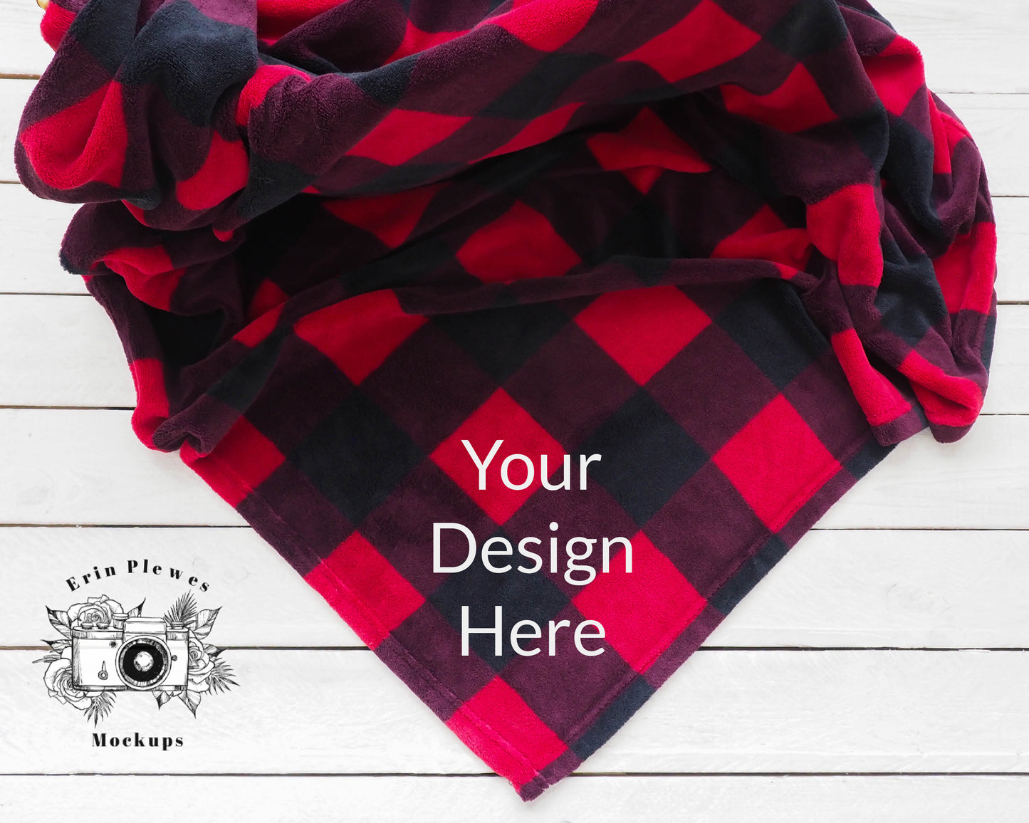 Blanket Mockup Red Plaid, Christmas Blanket Mock Up on Rustic Wood, Fleece Blanket Mock Up, Blanket Stock Photo, Instant Download Jpeg