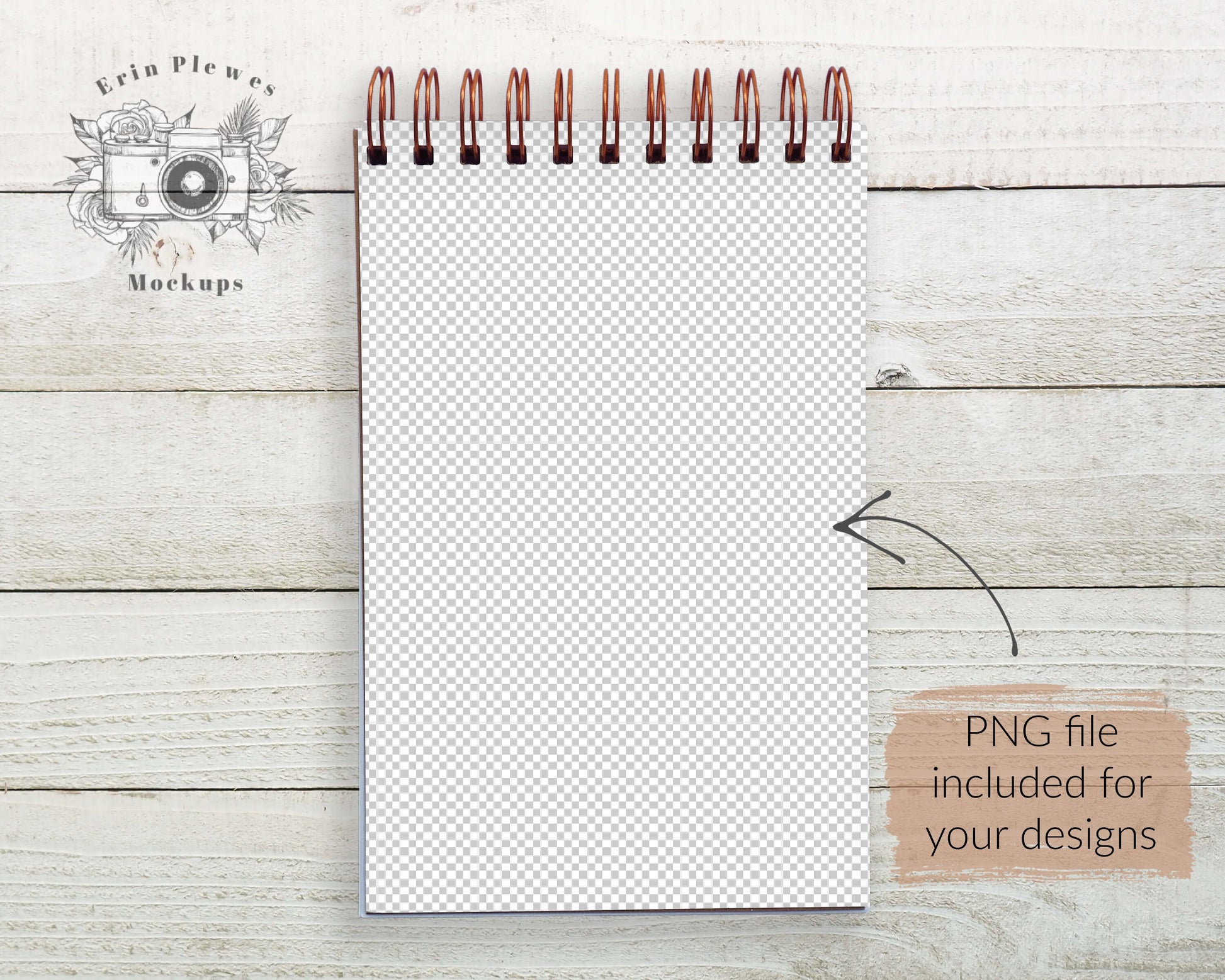 Spiral Notebook Mockup, Notebook Mock Up on Rustic Shiplap, PSD Smart Object Stationary Flat Lay, Instant Digital Download Jpeg PNG
