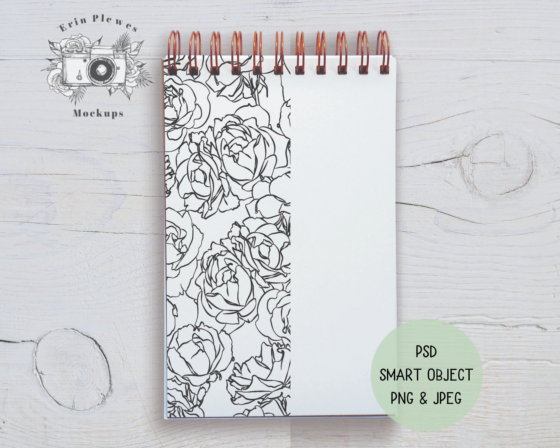 Spiral Top Diary Mockup, Notebook Mockup PSD Smart Object, Journal Flat Lay, Instant Digital Download Jpeg PNG Template