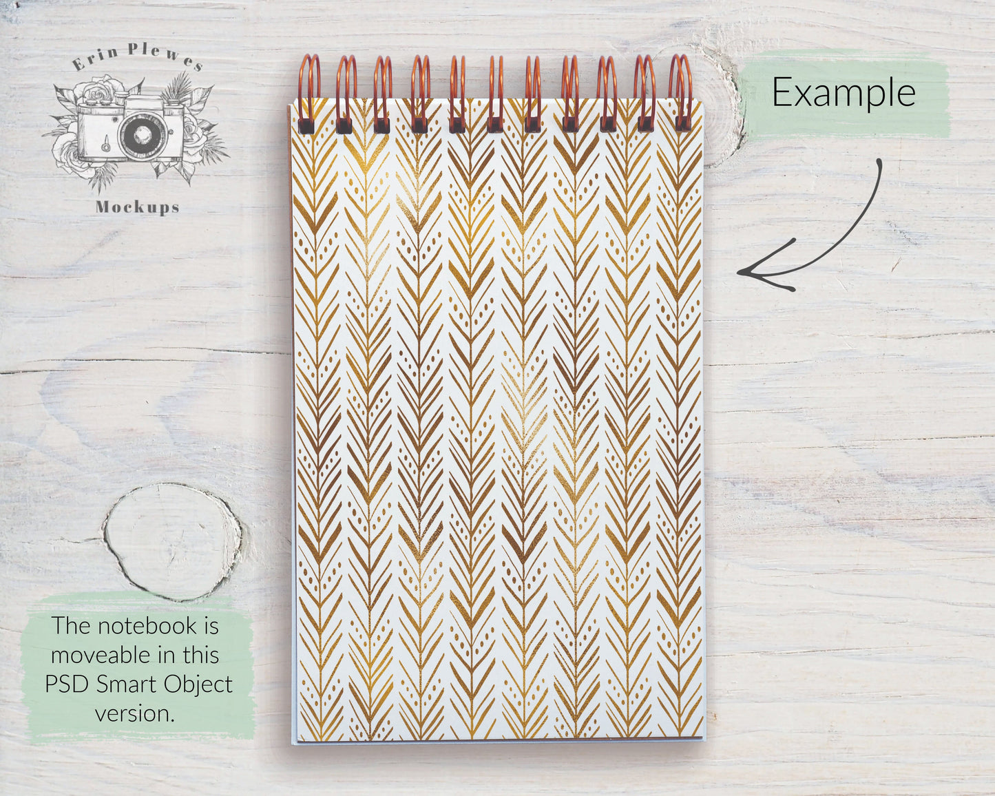 Spiral Top Journal Mockup, Notebook Mock-Up PSD Smart Object, Notepad Flat Lay, Instant Digital Download Jpeg PNG Template