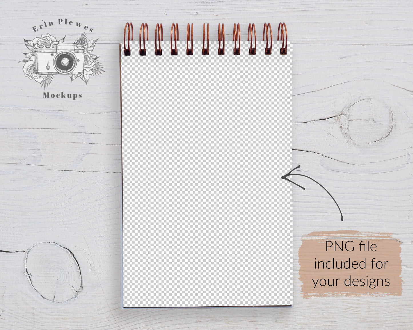Spiral Top Diary Mockup, Notebook Mockup PSD Smart Object, Journal Flat Lay, Instant Digital Download Jpeg PNG Template