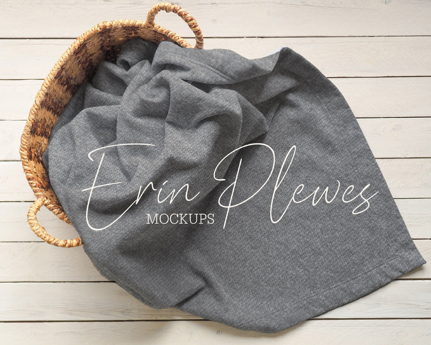 Blanket Mockup Dark Gray, Stadium blanket mockup in a basket for lifestyle stock photo, Throw Blanket Mock-up, Blanket Template Mock Up