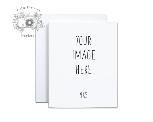 4x5 Vertical card mockup on white background, 4x5 Thank you card mock up with envelope,  Jpeg Instant Digital Download Template