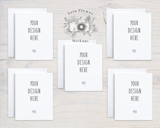 4x5 Card Mock Ups with Envelopes, Multiple Greeting Card Mock Up x 5, Stationery Suite Mock Ups, Jpeg Instant Digital Download
