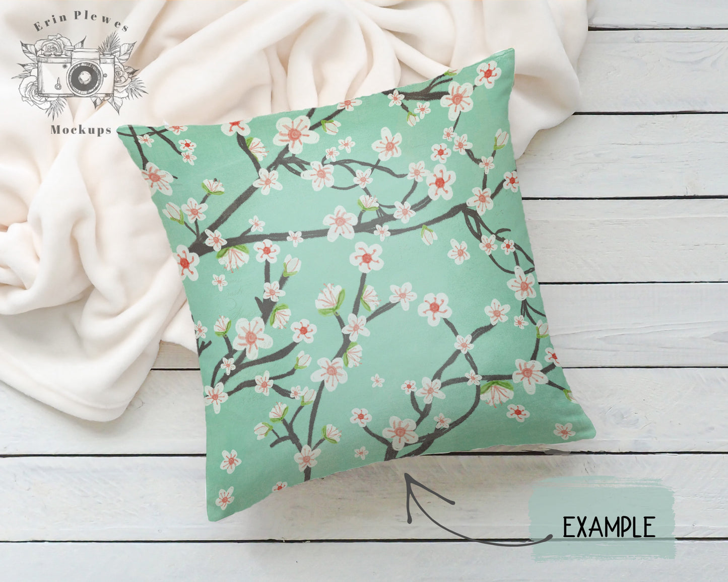 Cushion Mockup PSD Smart Object with White Blanket, Pillow Mock Up, Pillow Slipcover Mock-up, Instant Digital Download Jpeg Template