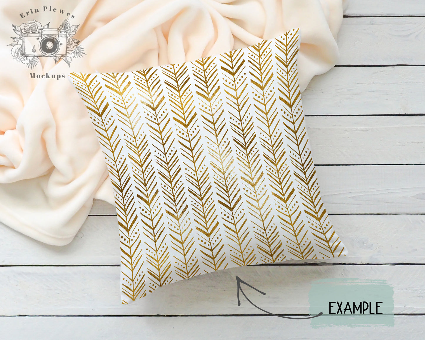 Cushion Mock Up PSD Smart Object, Pillow Mockup with Cream Blanket, Pillow Slipcover Mock-up, Instant Digital Download Jpeg Template