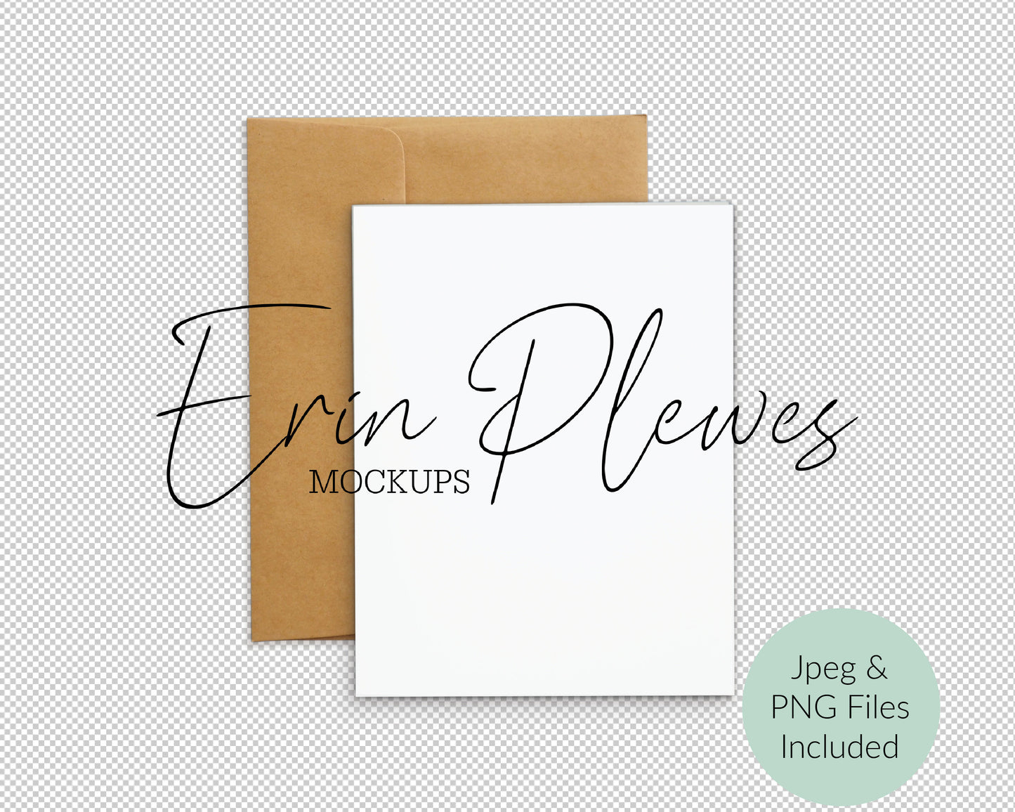 A2 card kraft envelope mockup PNG, Thank you card mock up with white background, Jpeg PNG Instant Digital Download Template
