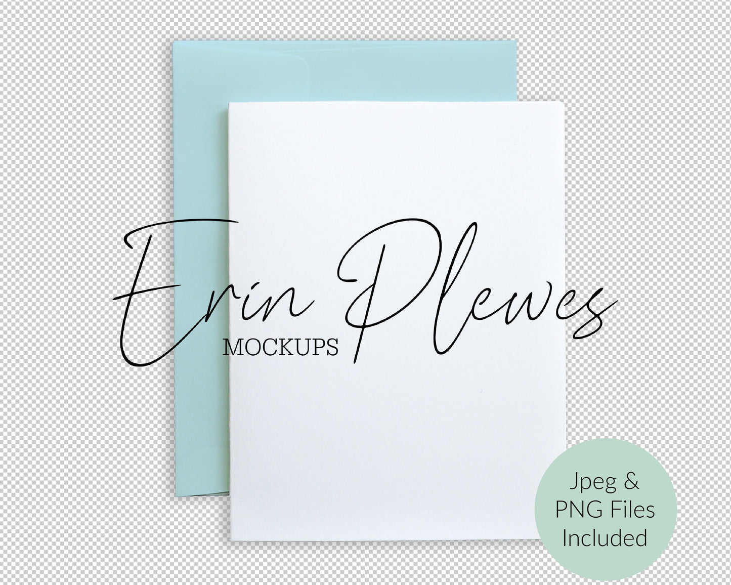 A2 card mockup PNG, Invitation mock up with blue envelope white background, Jpeg PNG Instant Digital Download Template