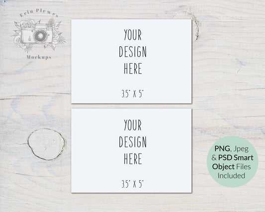 3.5" x 5" Card Mockup PSD Smart Object, Prayer Card Front Back Mockup, RSVP Card Side By Side Mock-up, Jpeg PNG Instant Digital Download