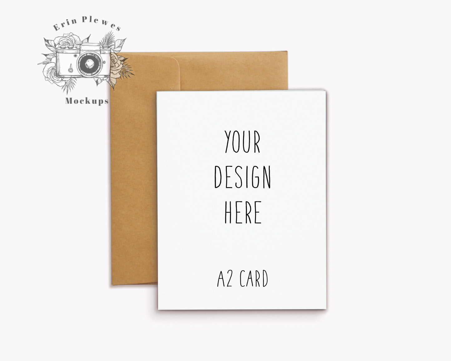 A2 card kraft envelope mockup PNG, Thank you card mock up with white background, Jpeg PNG Instant Digital Download Template