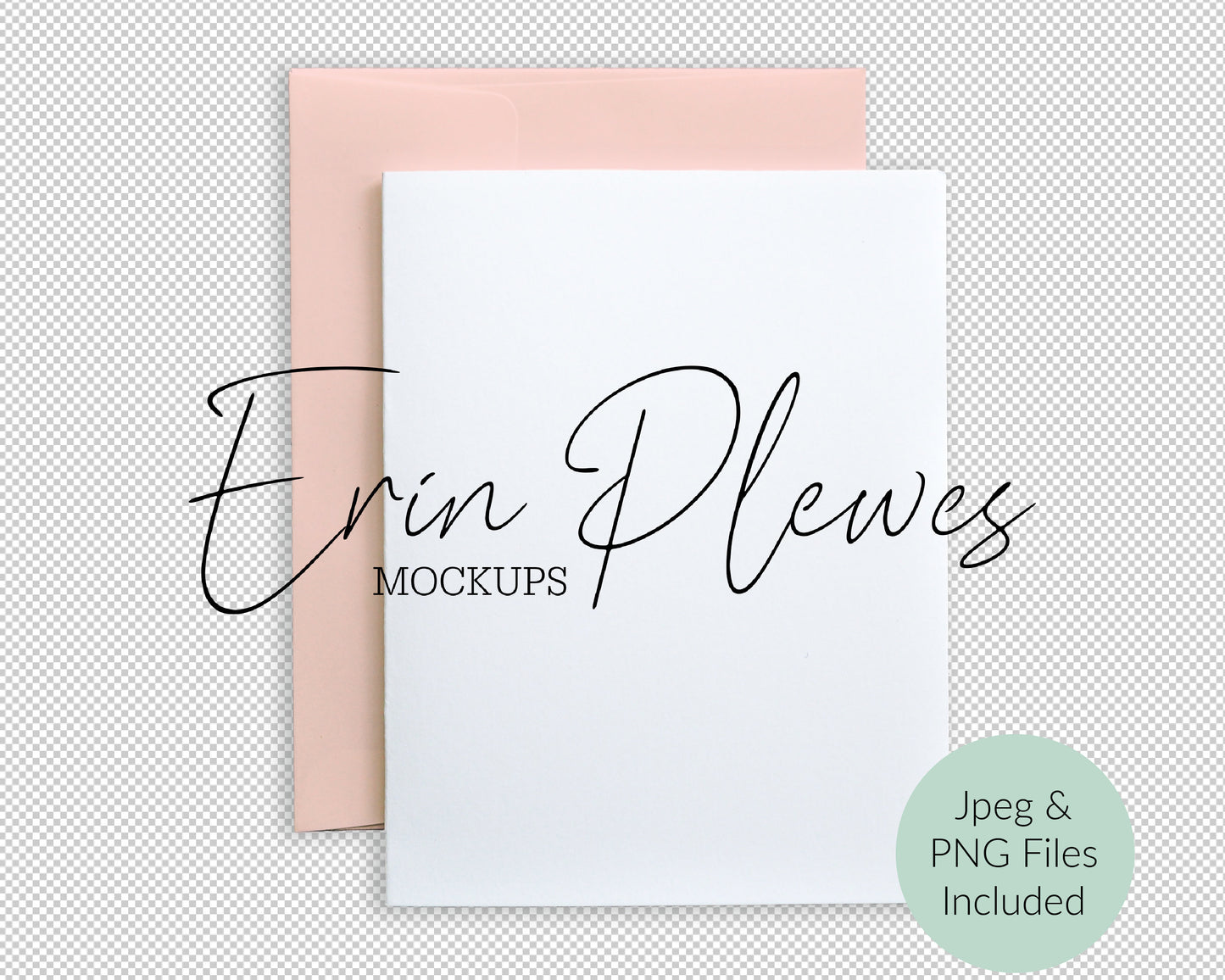 A2 card mockup with pink envelope PNG, Invitation mock up with white background, Jpeg PNG Instant Digital Download Template