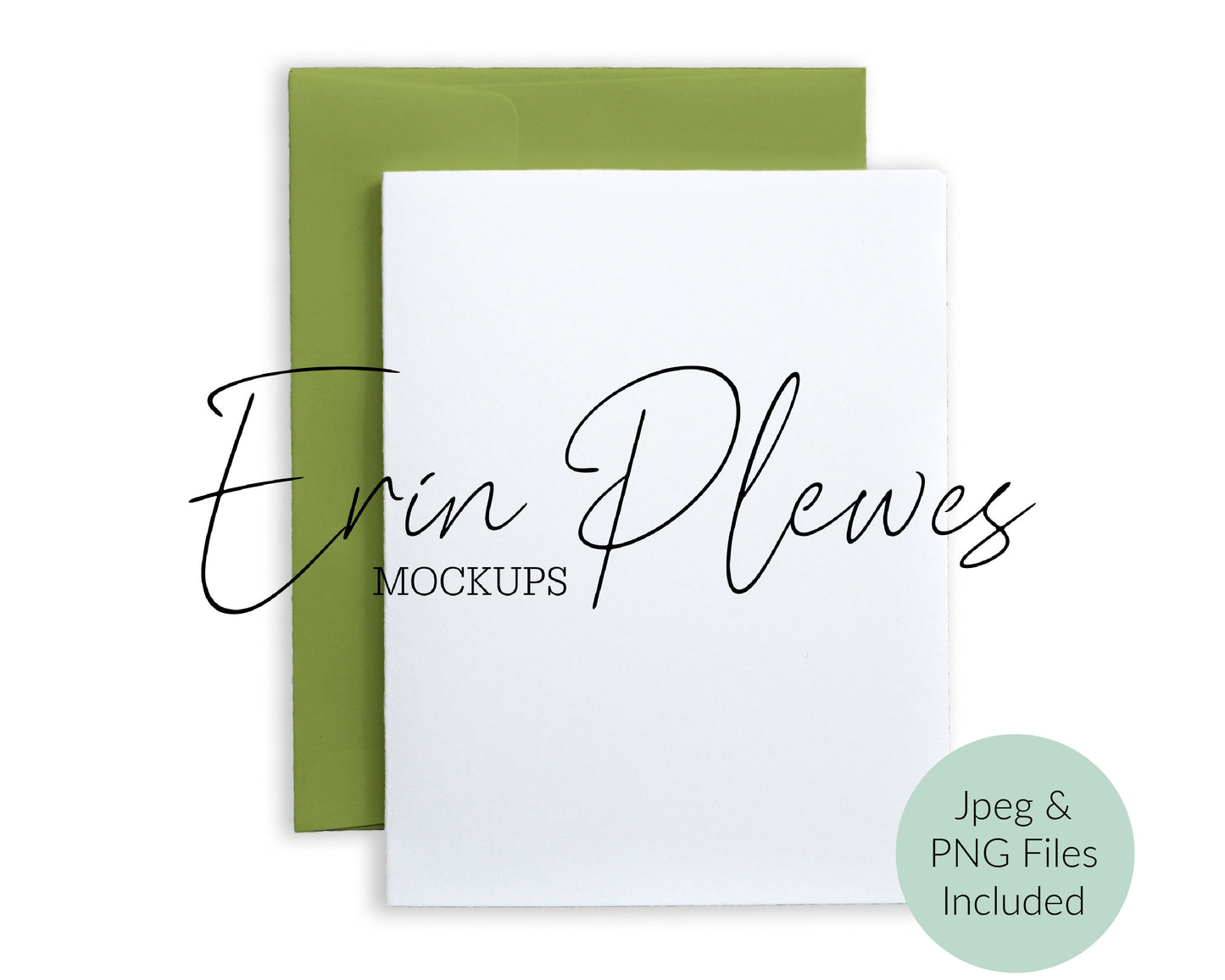 A2 card mockup with green envelope PNG, Invite mock up with white background, Jpeg PNG Instant Digital Download Template
