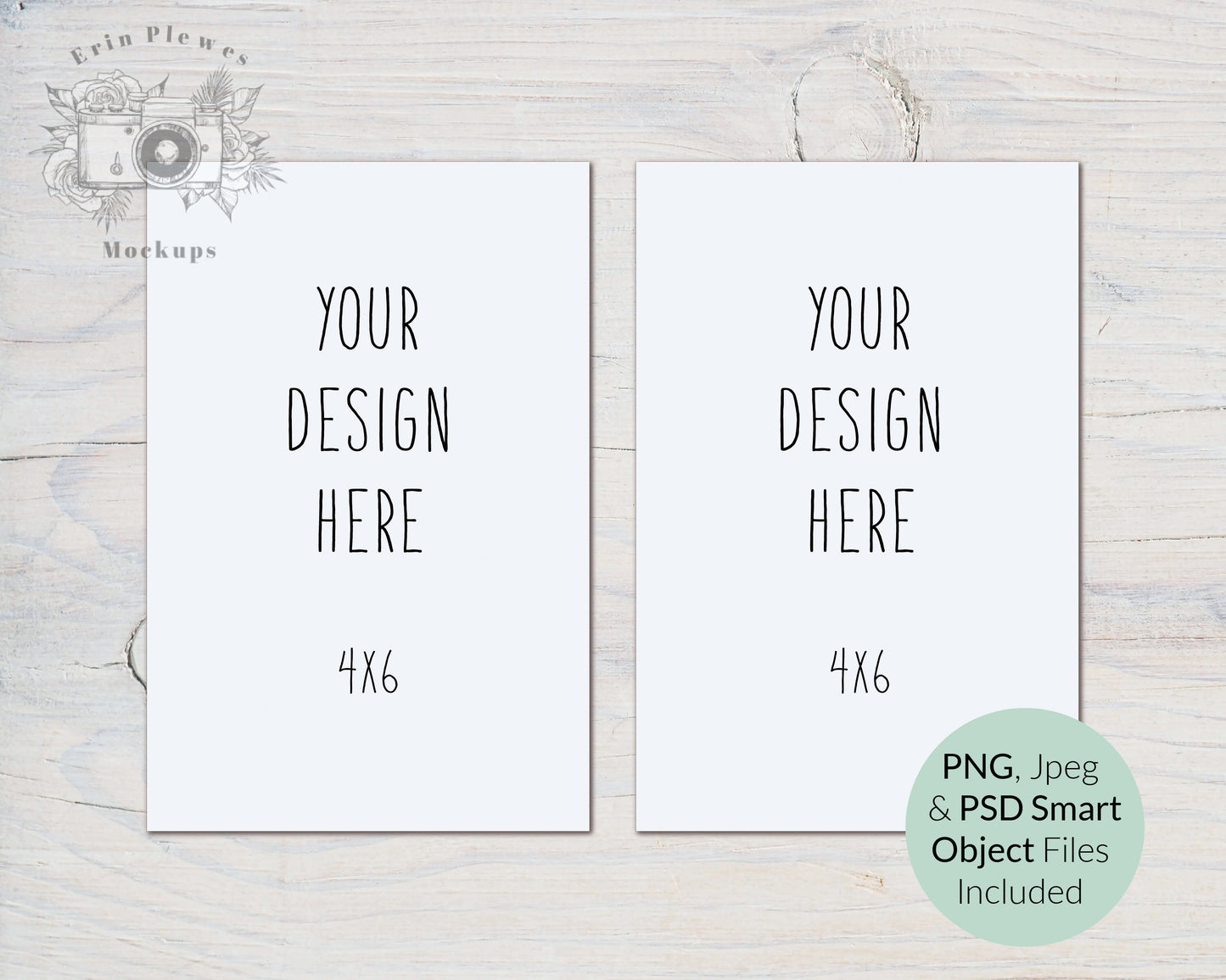 4x6 Card Mockup PSD Smart Object, Front Back Card Mock Up, Side By Side Card Mock-up, Jpeg PNG Instant Digital Download Template