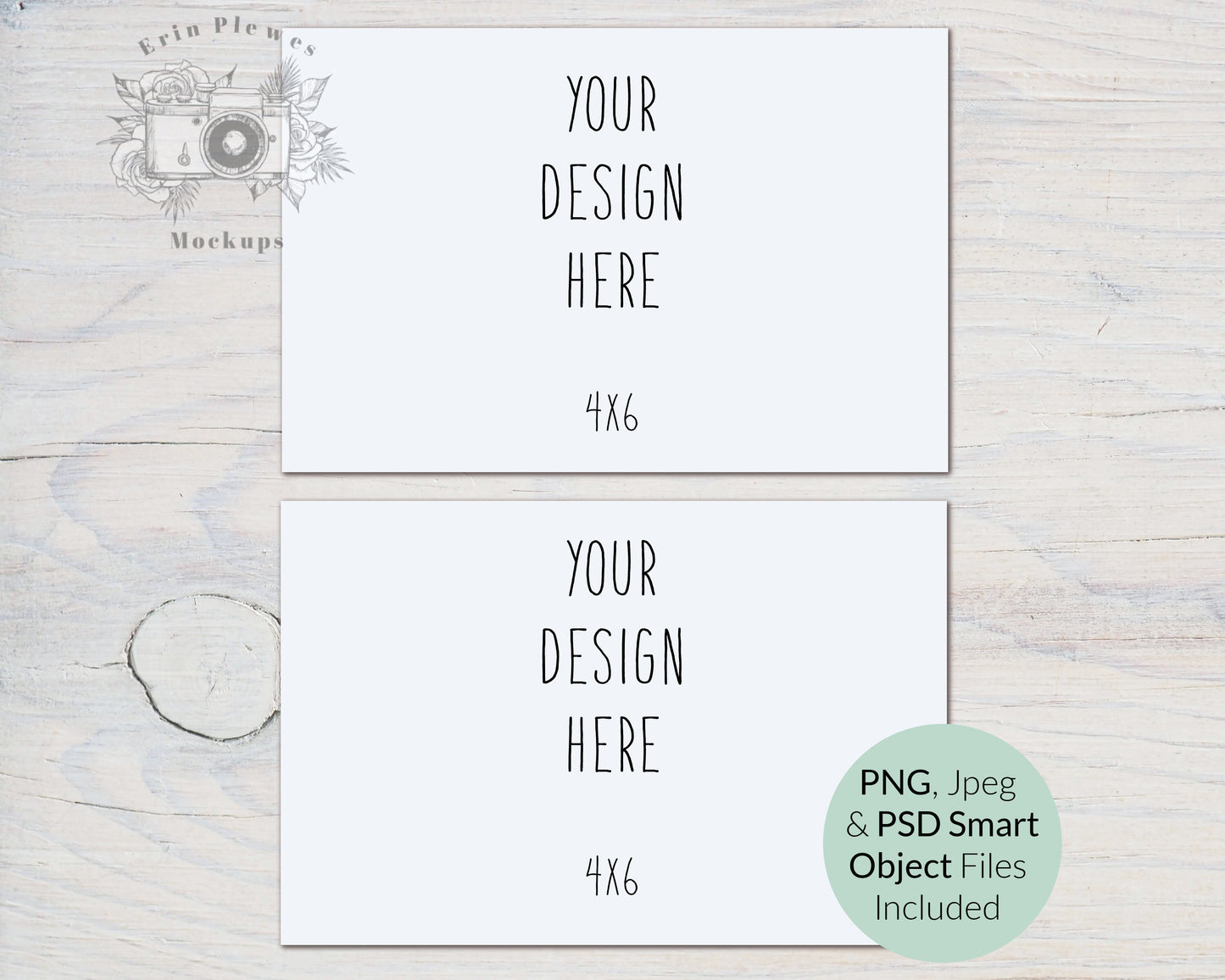 4"x6" Card Mockup PSD Smart Object, Front Back Card Mock-up, Side By Side 2 Card Mock Up, Jpeg PNG Instant Digital Download Template
