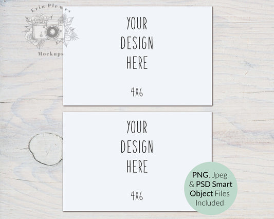 4"x6" Card Mockup PSD Smart Object, Front Back Card Mock-up, Side By Side 2 Card Mock Up, Jpeg PNG Instant Digital Download Template