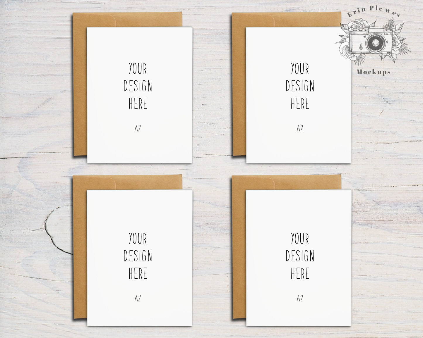 A2 Card Mockup Kraft Envelopes, Front Back Greeting Card Mockups, Vertical Card Mock Ups, Jpeg Instant Digital Download