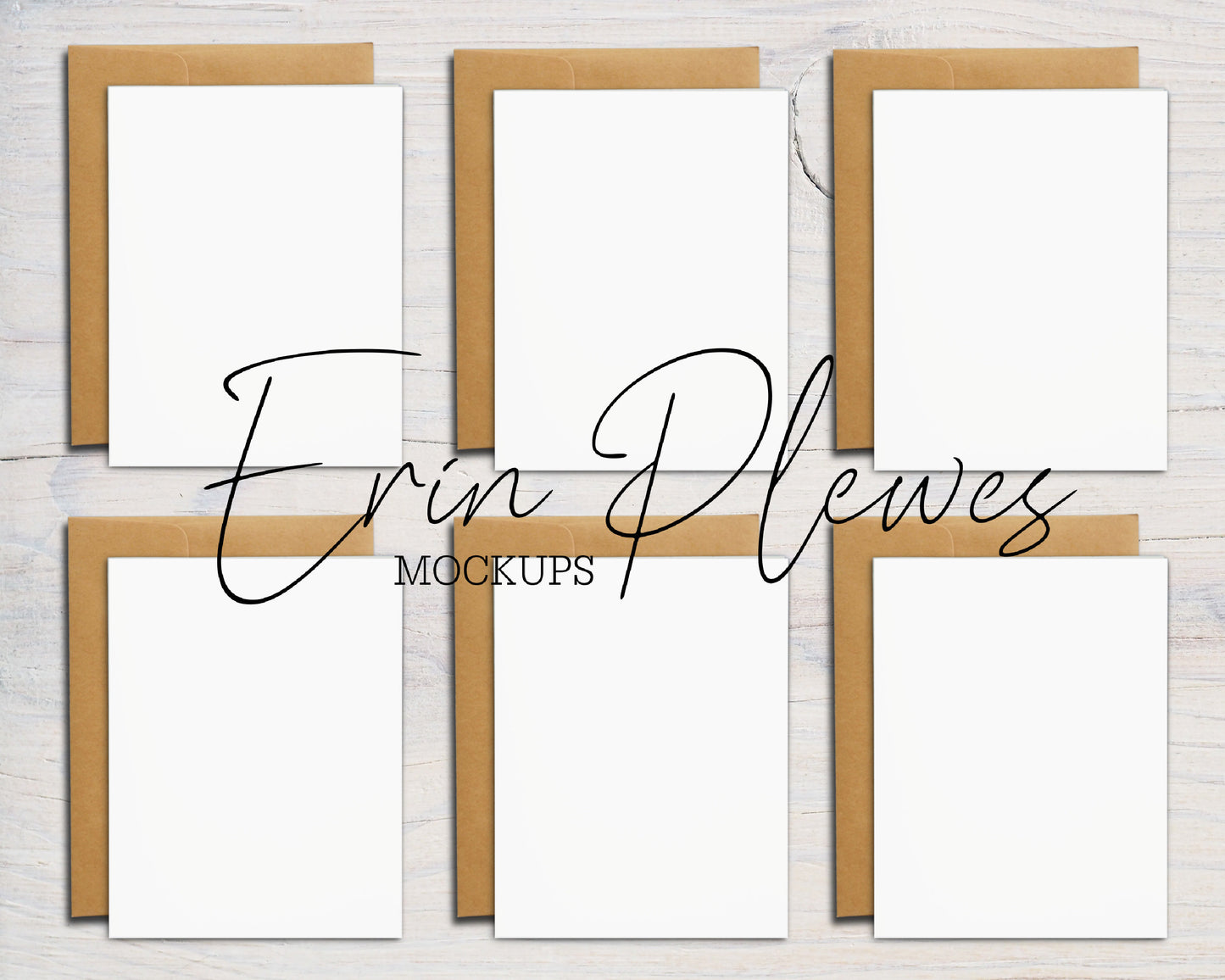 A2 Card Mockup Kraft Envelope Suite, Front Back Greeting Card Mockups, Vertical Card Mock Ups Set of 6, Jpeg Instant Digital Download