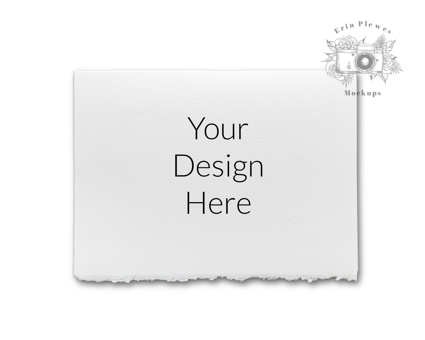 5x7 Card Mock Up with Deckled Edge, Strathmore Greeting Card Mockup, Landscape Deckle Edge Card Mockup, Jpeg PNG Instant Digital Download